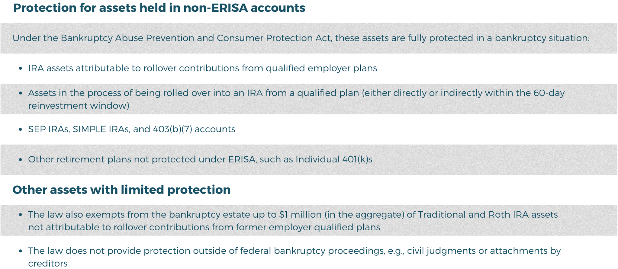protection for non-erisa accounts